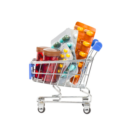 68651919 medicine drug and pill in shopping cart